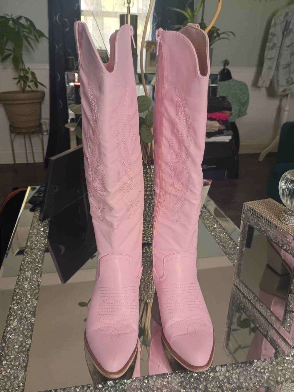 Pierre Dumas Light Pink Over-the-Knee Western Boots